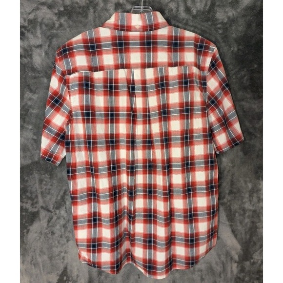 St Johns Bay Men's Short Sleeve‎ Shirt Red/White Plaid Size M 100% Cotton - Picture 5 of 7
